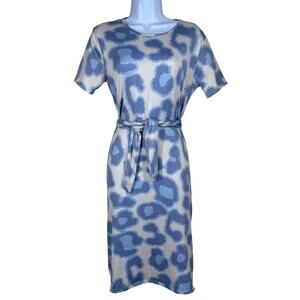 Michael Edwards‎ Blue Animal Print Tie Front Stretch Jersey Dress Women's Large